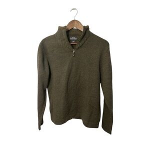 Woolrich Vintage  100% Wool Quarter Zip Women's Olive Green Half-Zip Sweater